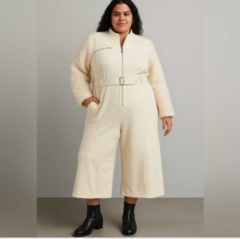 NWT ELOQUII 14 SHERPA SLEEVE JUMPSUIT